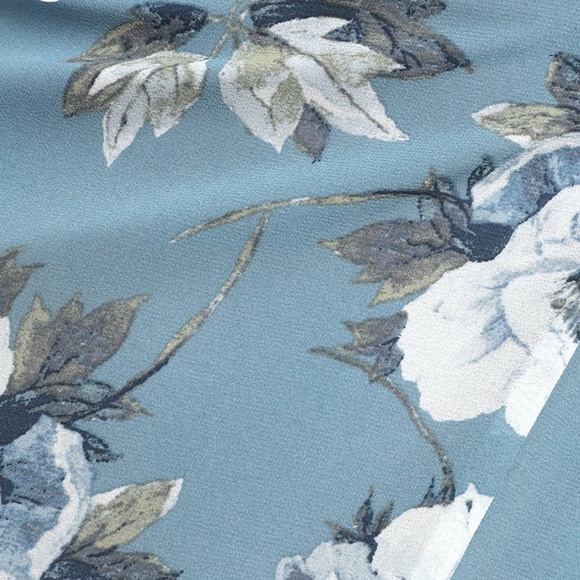 Lulus Feeling Elegant Slate Blue Floral Print Lace-Up Slit Maxi Dress - Picture 3 of 3